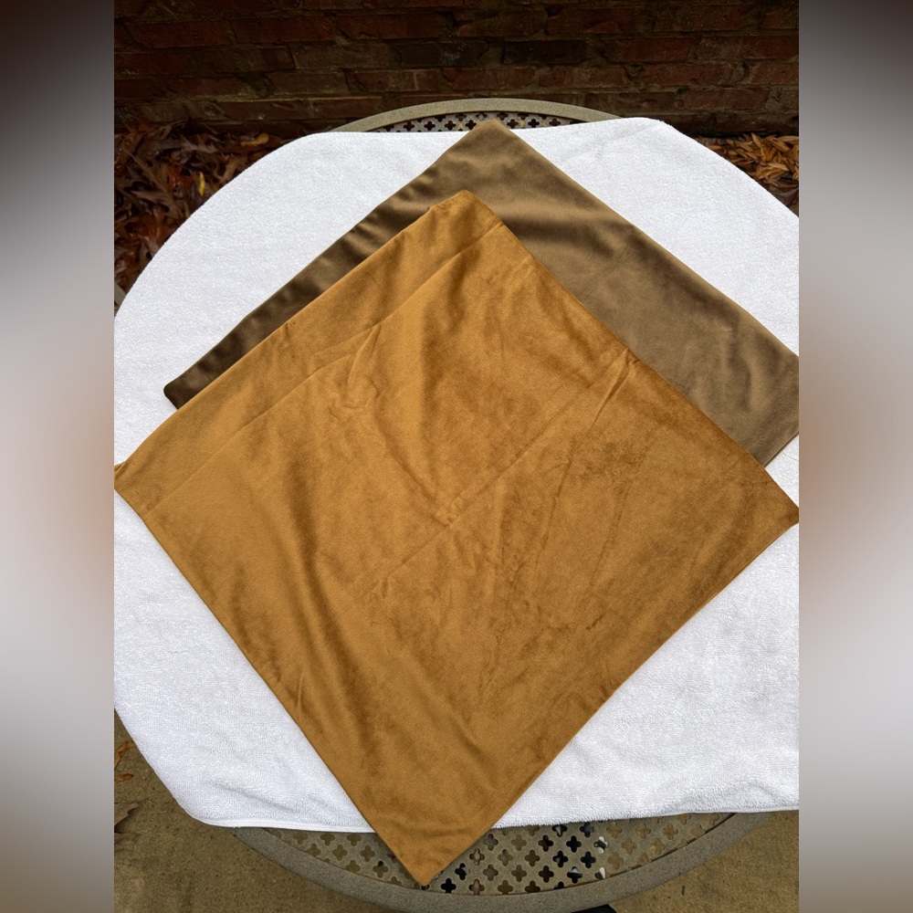 One Chocolate Brown and one Camel Velvet Pillow Cover.